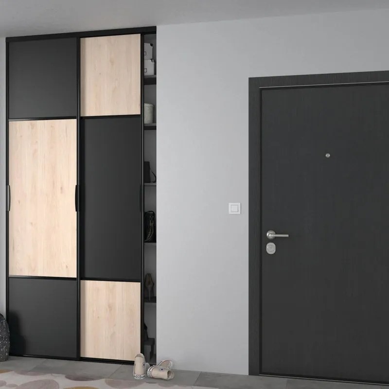 Kit anta scorrevole con binario Componibile Urban 2 ante nero L 120 x H 270 cm