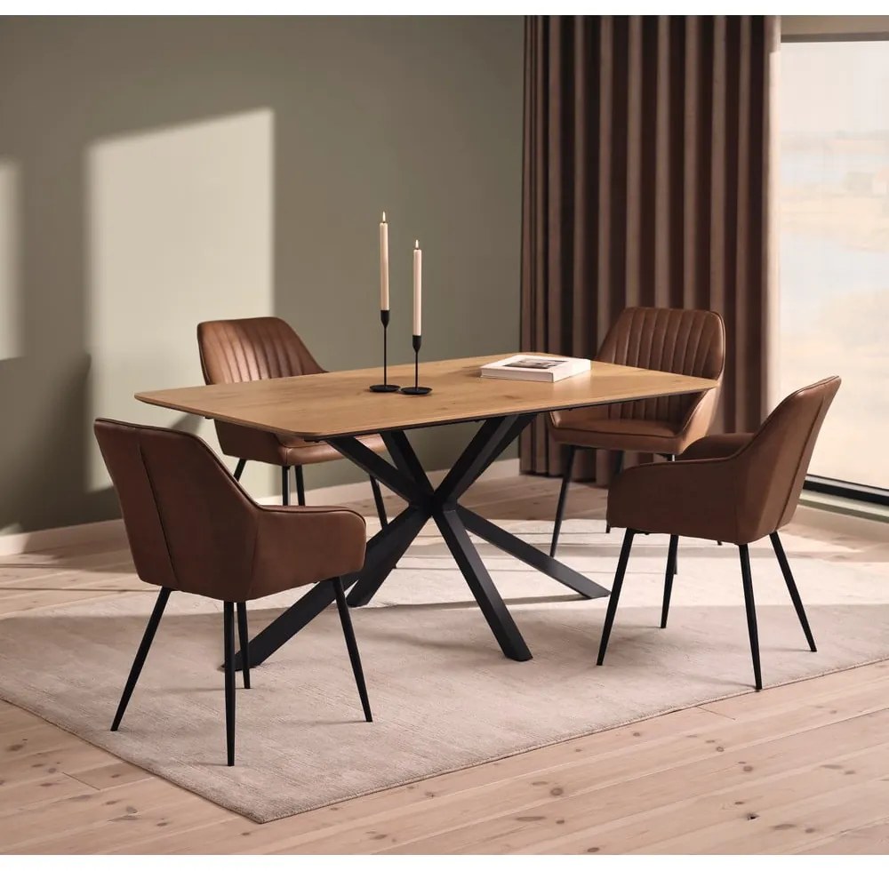 Set di sedie da pranzo marrone in imbottito con braccioli 2 pz Nolan Stripe – Unique Furniture