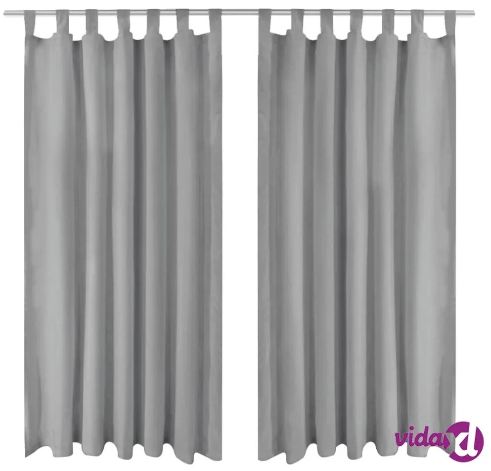vidaXL 2 Pz Tende in Micro Raso con Passanti 140x175 cm Grigie
