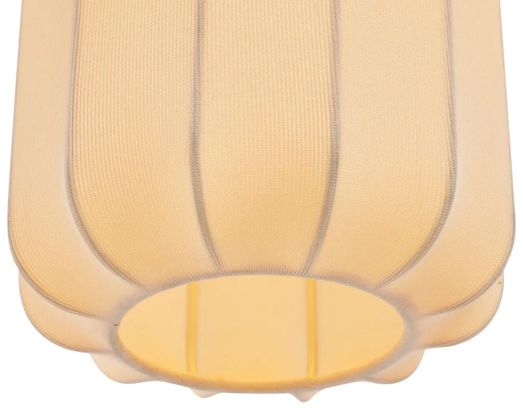 Lampada da terra Japandi nera con paralume oro e beige - Pluni