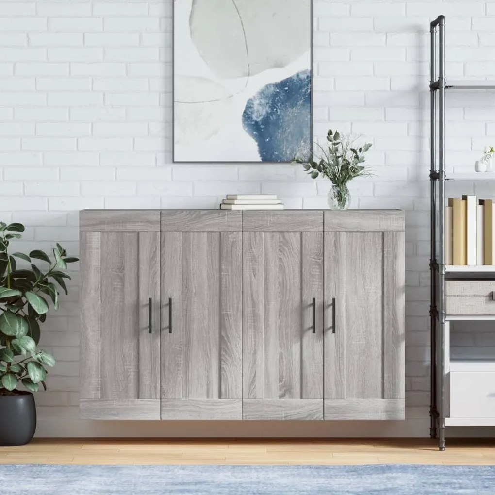 Armadietti A Parete 2 Pz Grigio Sonoma İn Legno Multistrato /