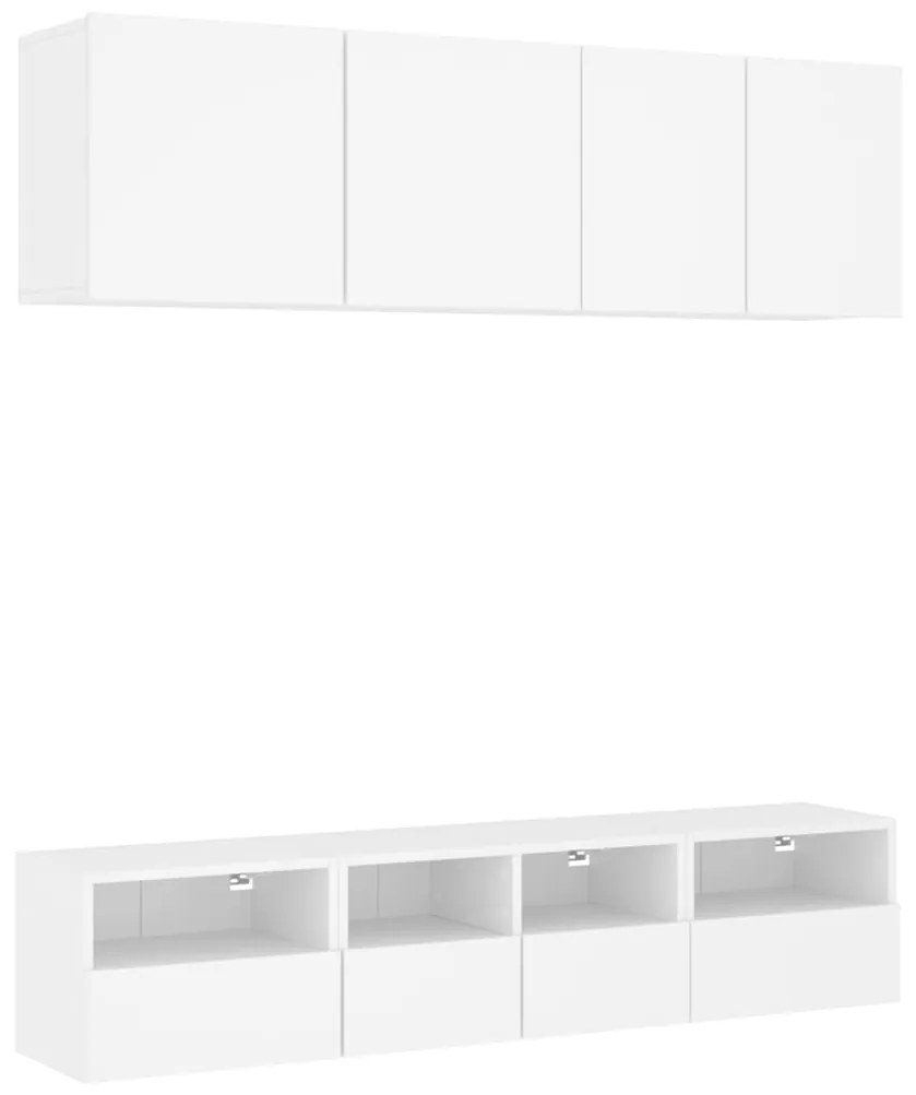 Mobili tv a muro 5pz bianchi in legno multistrato