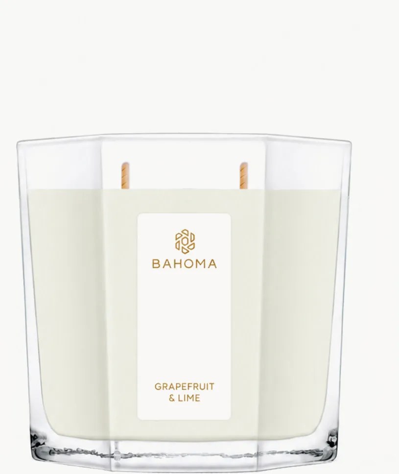 Candela profumata fatta a mano a due stoppini Pearl (pompelmo, lime)