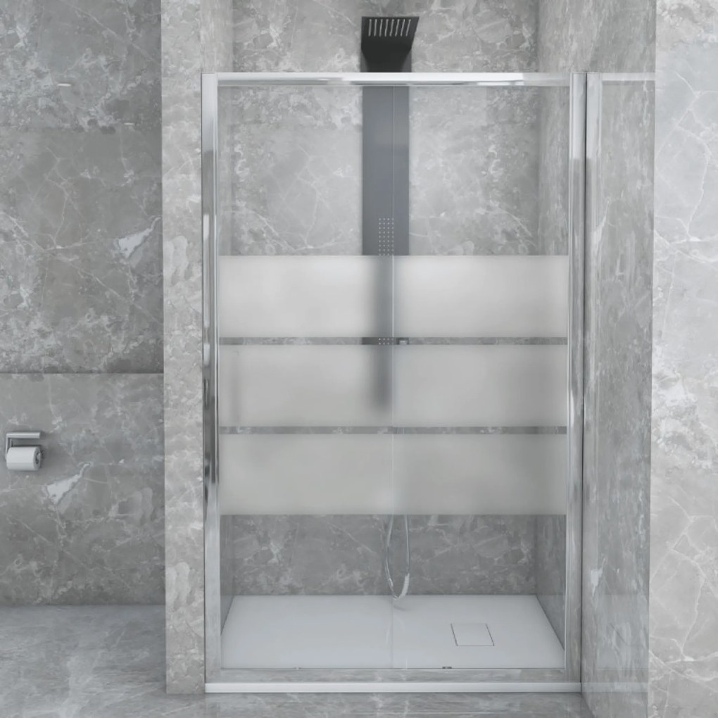 Box Doccia Scorrevole 100 Cm Feridras "T-Squared" Alluminio Lucido/Vetro Serigrafato