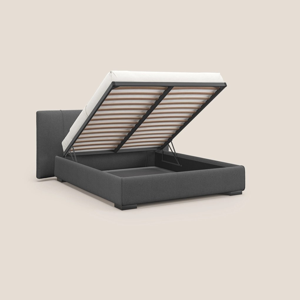 Omero letto imbottito contenitore sfoderabile in tessuto fiammato impermeabile T14 grigio