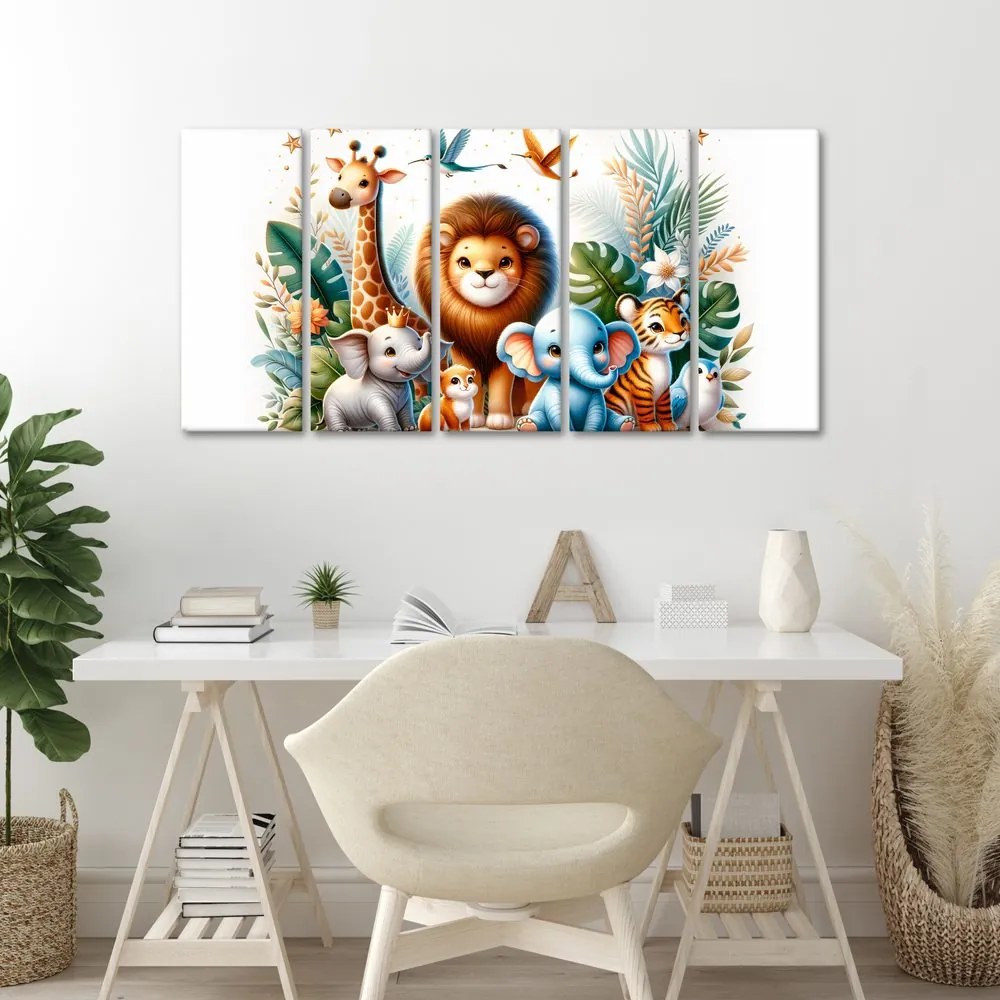 Quadri 5 pezzi – Amici animali nella giungla