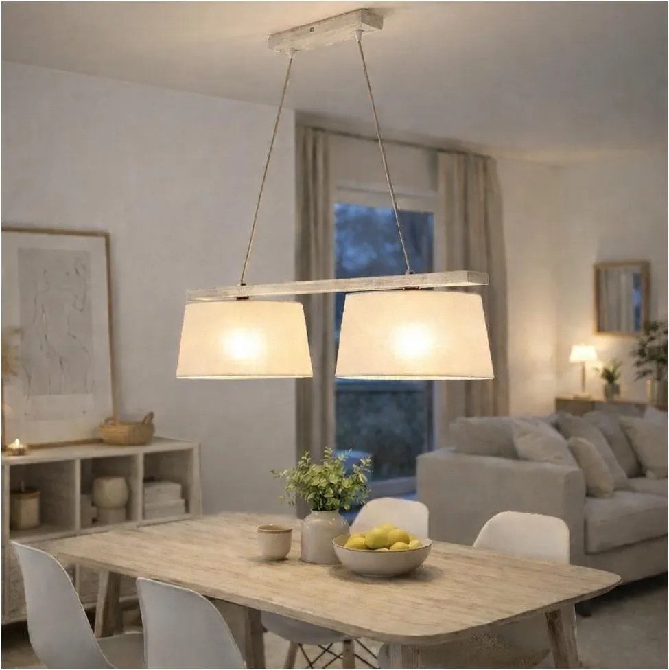 Lampadario sospeso con cavo AIDA 2xE27/60W/230V diam. 35 cm rovere/bianco
