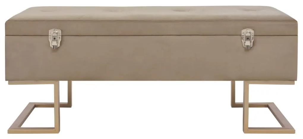 Panca con vano portaoggetti 105 cm beige in velluto