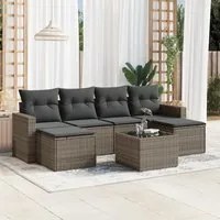 Set Divani da Giardino 7 pz con Cuscini Grigio in Polyrattan 3251667