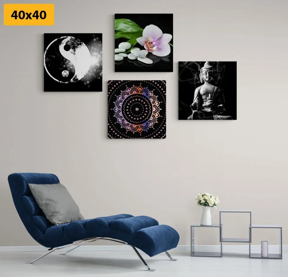 Set di quadri – Feng Shui su sfondo nero