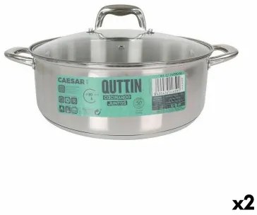 Casseruola con coperchio in vetro Quttin Caesar Acciaio ø 30 x 11,5 cm (2 Unità)