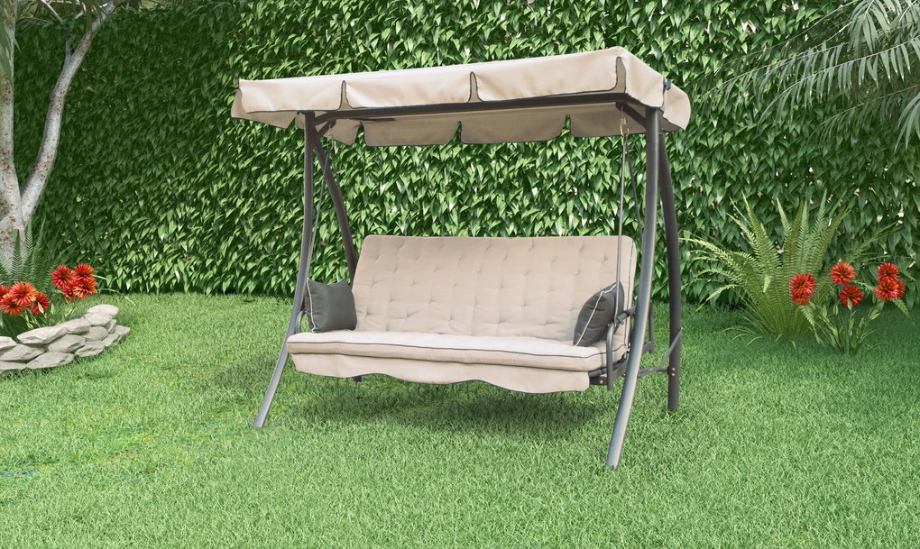 Dondolo da Giardino Reclinabile 3 Posti in Ferro Taddei Panama Beige...