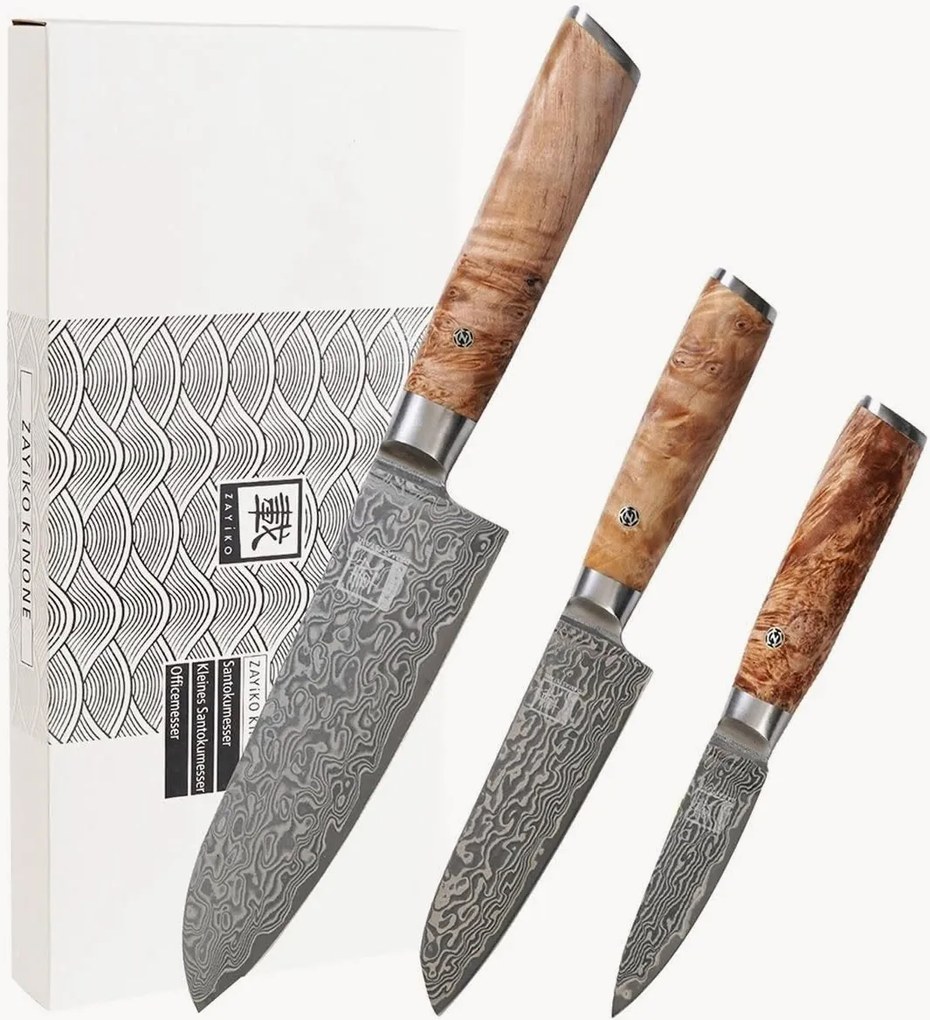 Set 3 coltelli da cucina in damasco Zayiko Kinone