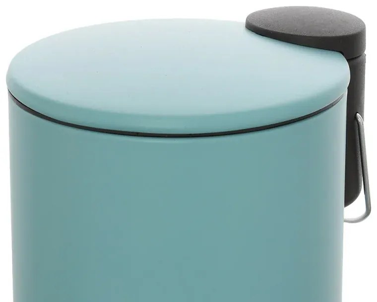 Pattumiera bagno in acciaio acquamarina con pedale e coperchio slim 3 lt