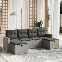 Set Divano da Giardino 6 pz con Cuscini Grigio in Polyrattan 3263546