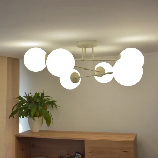 Plafoniera MOON 6xE27/15W/230V crema