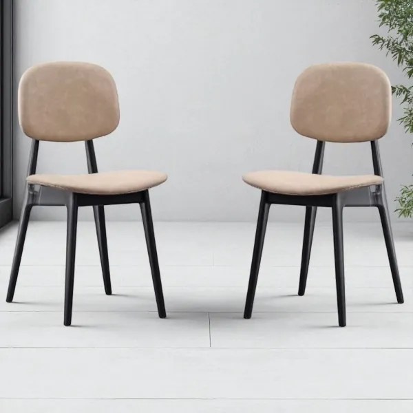 Set 2 sedie ATENA sabbia in ecopelle imbottita per sala o soggiorno