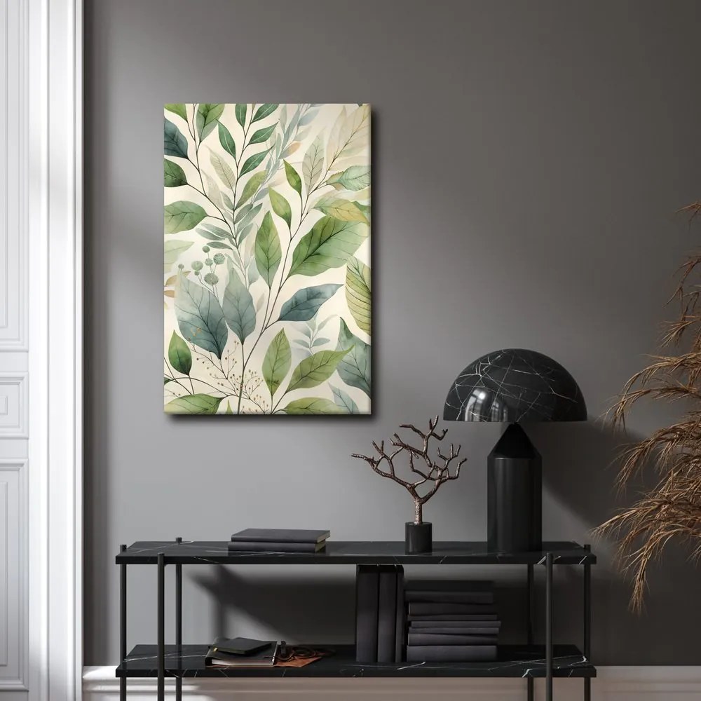 Quadro su tela – Foglie verdi ad acquerello