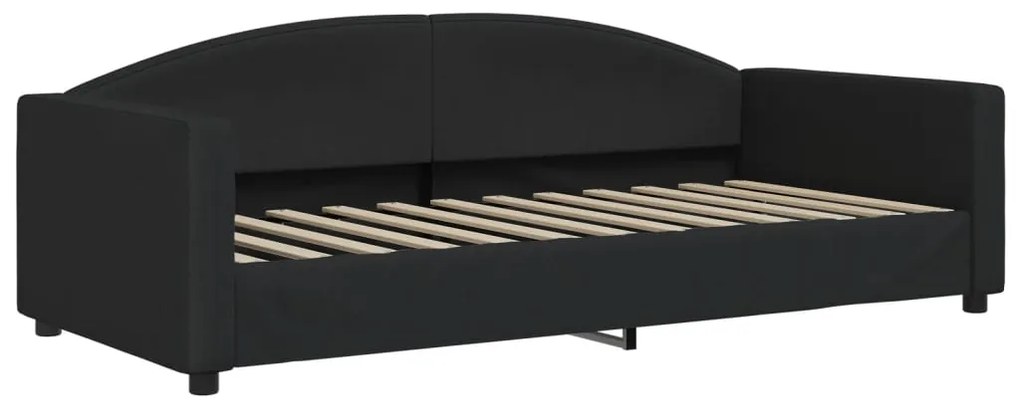 Divano letto con materasso nero 90x200 cm in tessuto