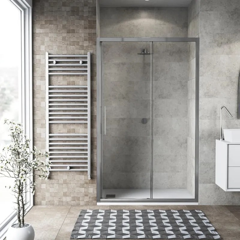 Porta doccia scorrevole Record, L 127-131 cm x H 195 cm x SP 6 mm, profilo cromo