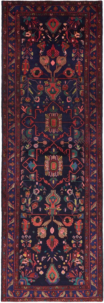 Hamedan Tappeto persiano 120x360 Blu (Iran) Annodato A Mano
