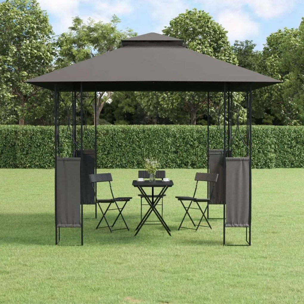 Gazebo Con Tetto Antracite 300x300x270 Cm Acciaio /