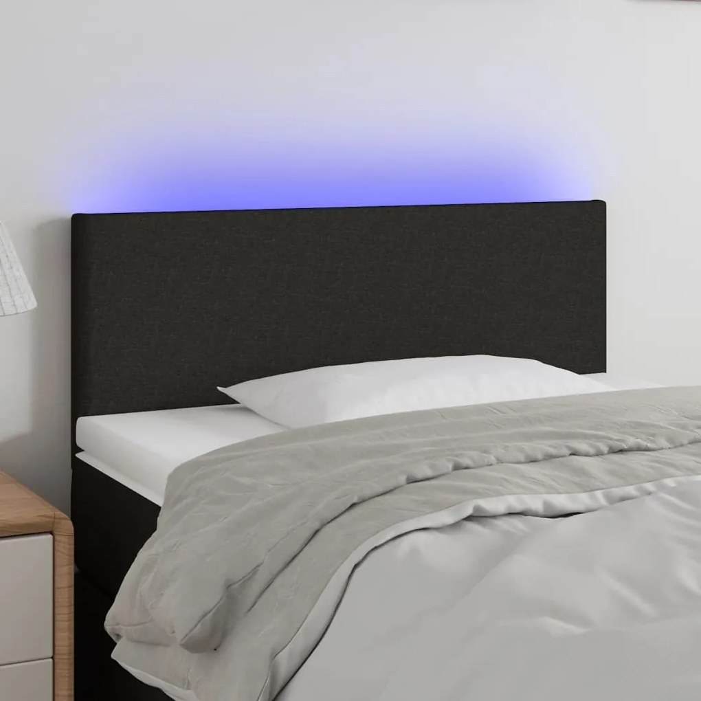 Testiera A Led Nera 90x5x78/88 Cm İn Tessuto /