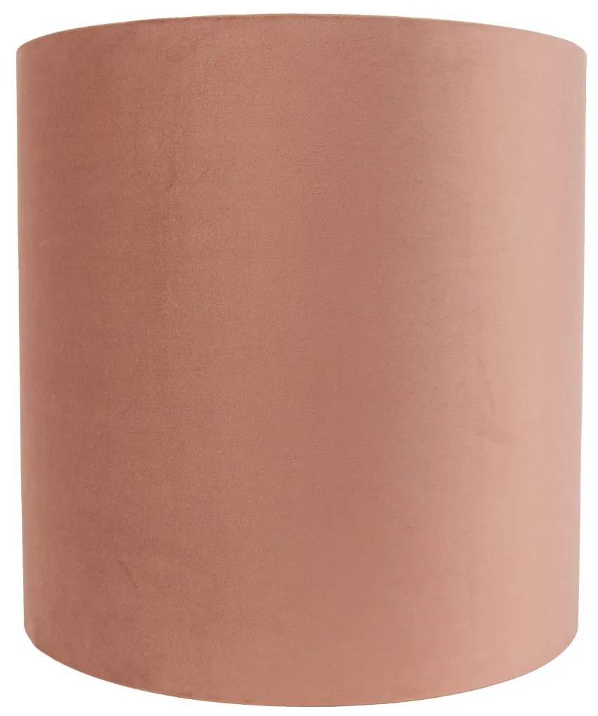 Paralume in velluto rosa 40/40/40 con interno dorato