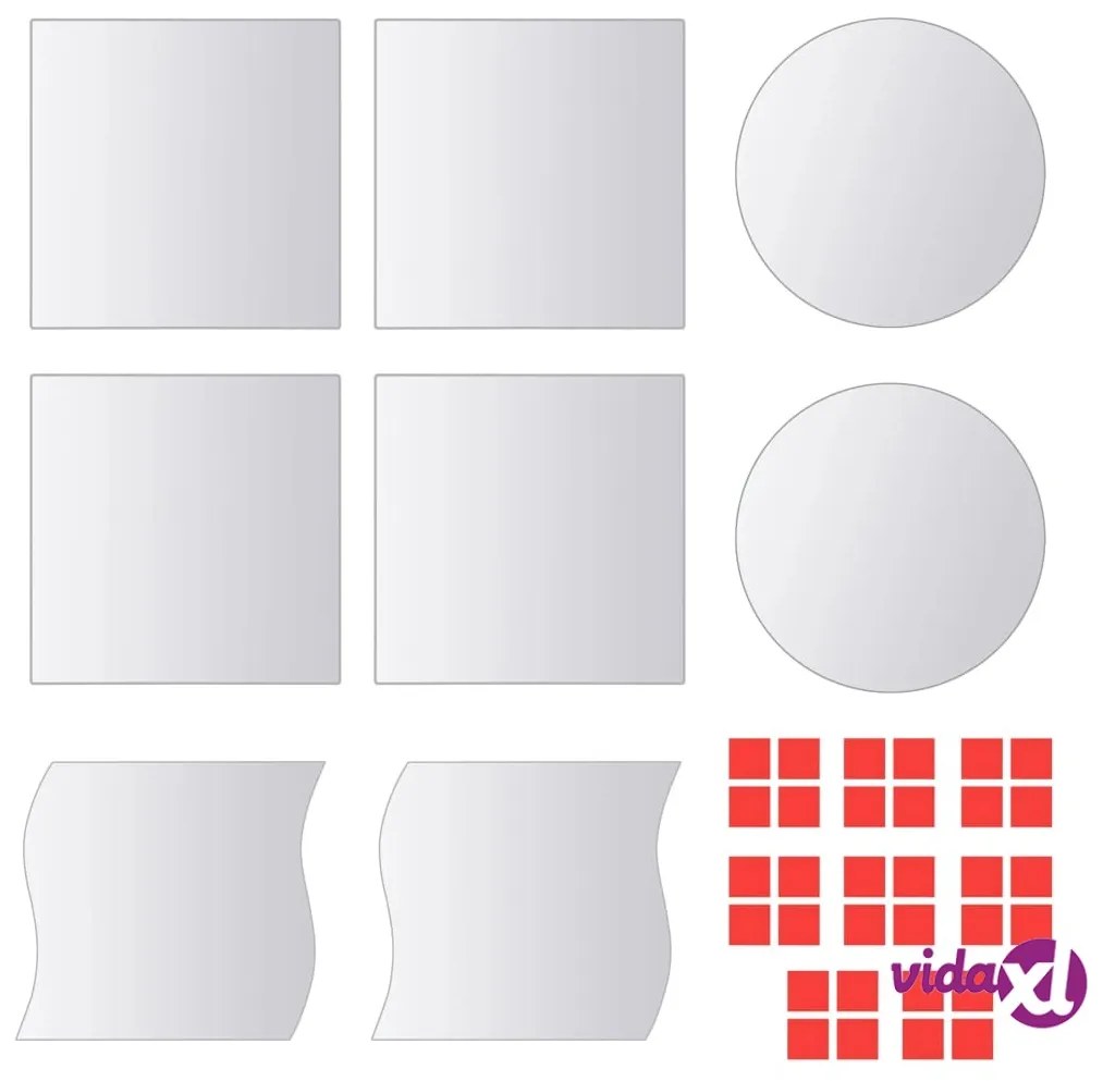 vidaXL Piastrelle a Specchio 8 pz Multiforma in Vetro