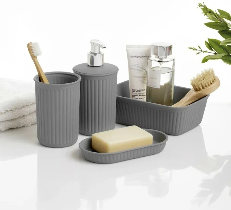 Portasaponetta in plastica Soft touch Grigio antracite serie Jinko