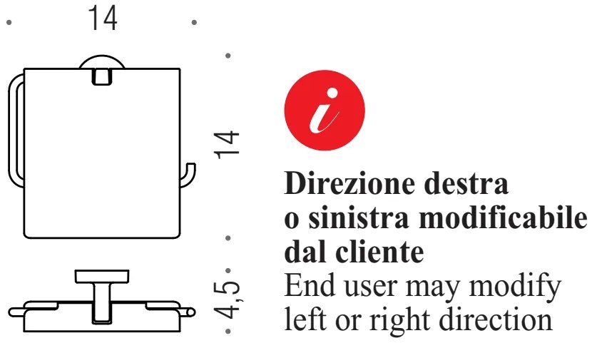 Colombo design Nordic B5291 Porta Rotolo Coperto reversibile destro o sinistro in cromall Cromo