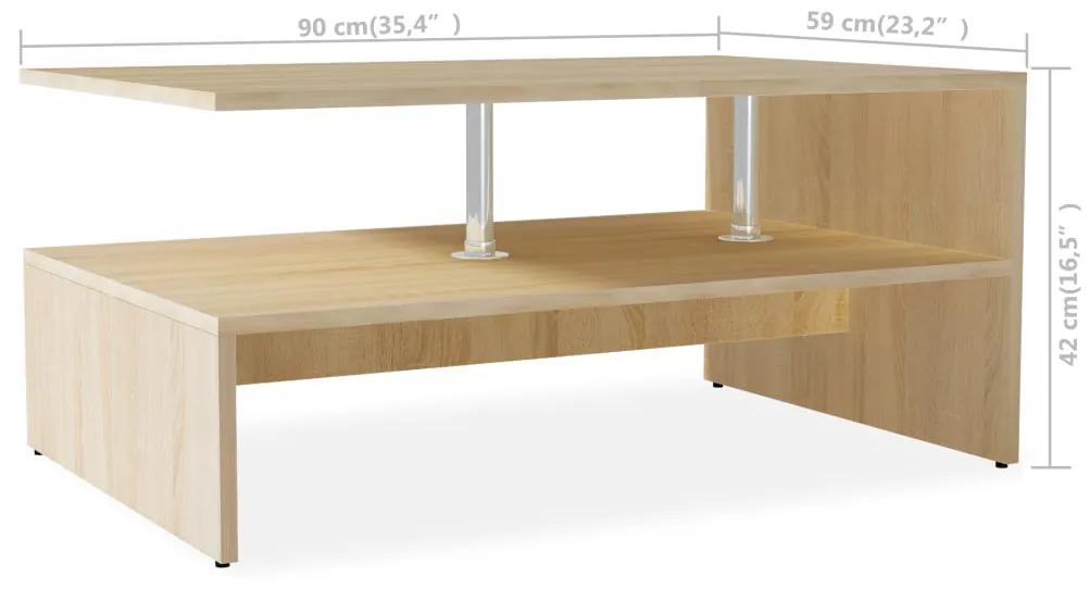 Tavolino da Salotto in Legno Multistrato 90x59x42 cm Rovere