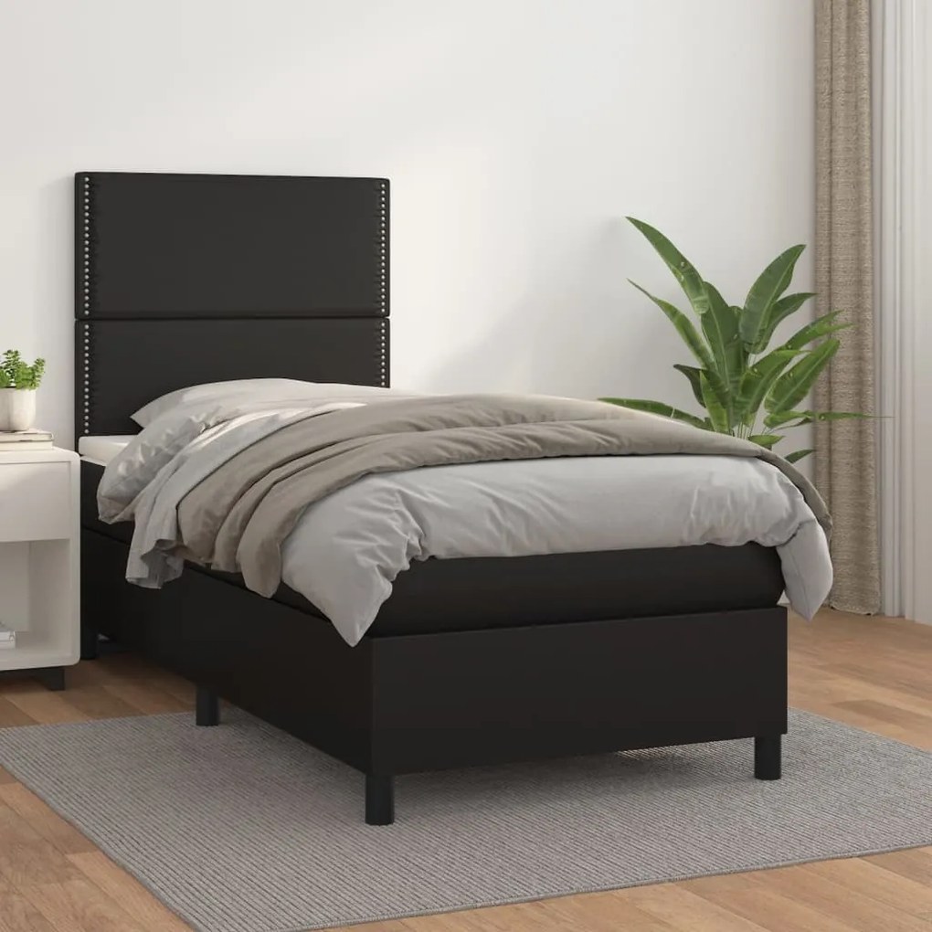 Giroletto A Molle Con Materasso Nero 100x200 Cm İn Similpelle /