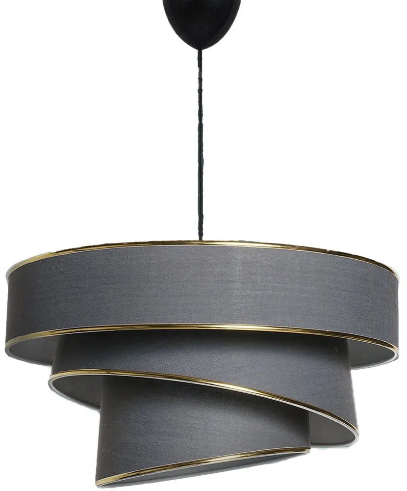 Lampadario color antracite/dorato con paralume in tessuto ø 40 cm Couper – Opviq lights