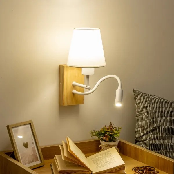 Brilagi - Applique a LED NUBILA WOOD 1xE27/25W/230V + LED/3W quercia/bianco