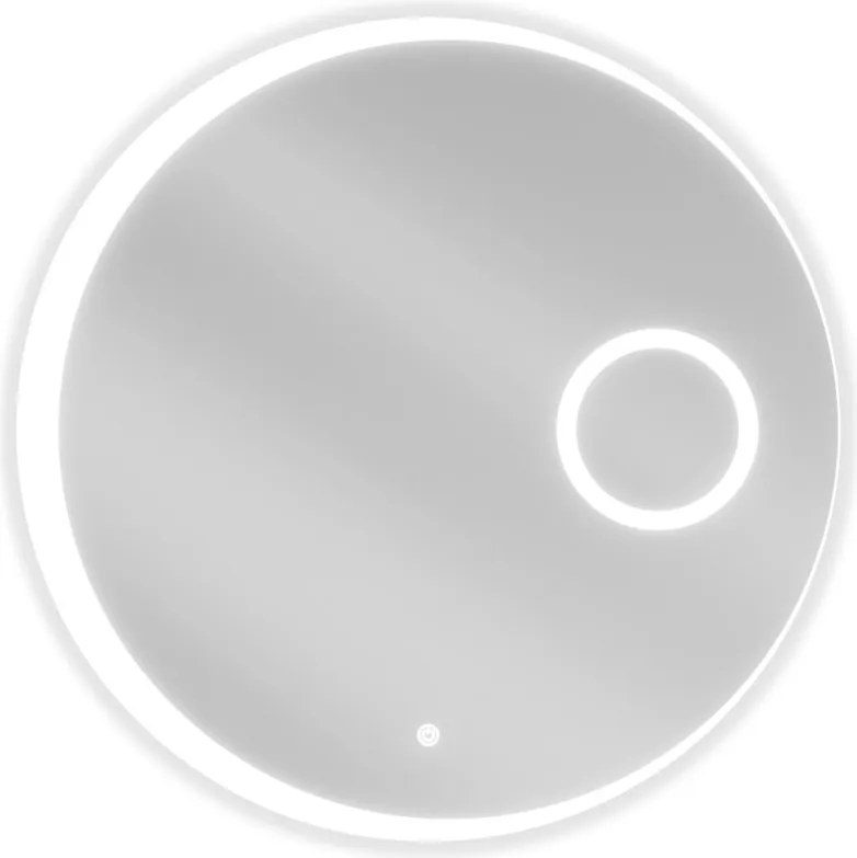 Mexen Ella specchio da bagno retroilluminato con specchio cosmetico, rotondo 70 cm, LED 6000K, antiappannamento