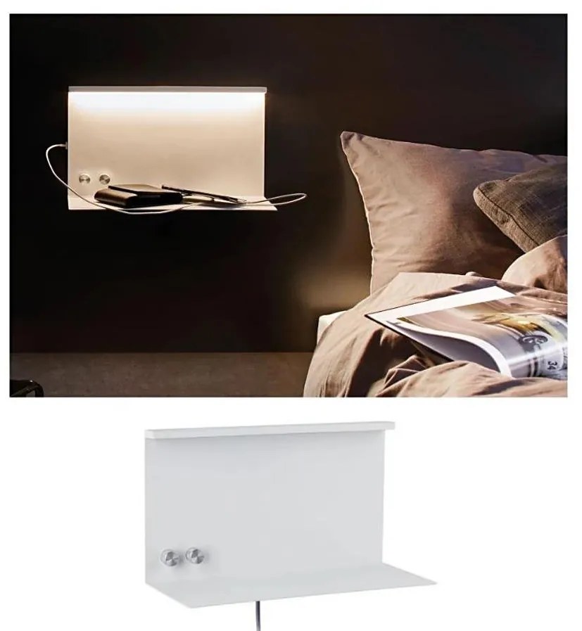 Paulmann 78919 - LED/4,5W Lampada dimmerabile con mensola e USB + LED/1,6W 230V