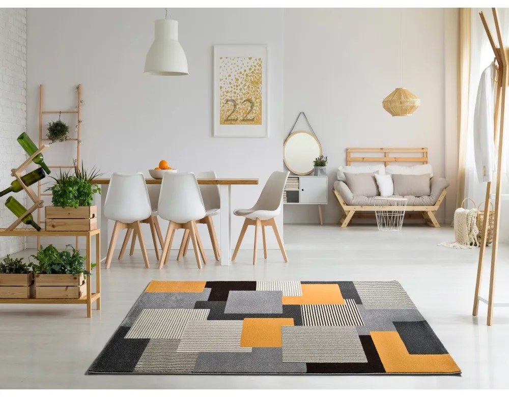 Tappeto grigio-arancio , 160 x 230 cm Leo Square - Universal