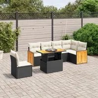 Set Divani da Giardino con Cuscini 7pz Nero Polyrattan 3273982