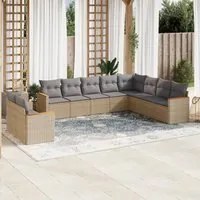 Set Divano da Giardino 10 pz con Cuscini Beige Misto Polyrattancod mxl 113070