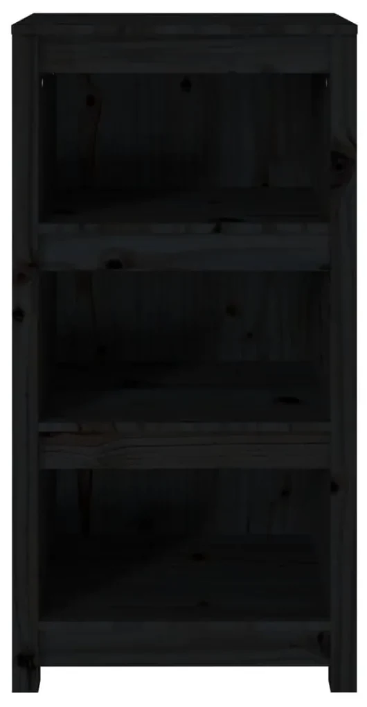 Libreria nera 50x35x97 cm in legno massello di pino