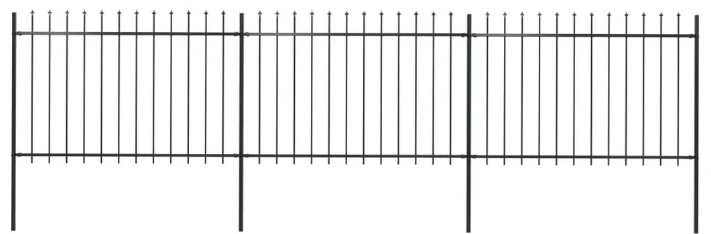 Recinzione Da Giardino Con Punta A Lancia Acciaio 5,1x1,2m Nera /