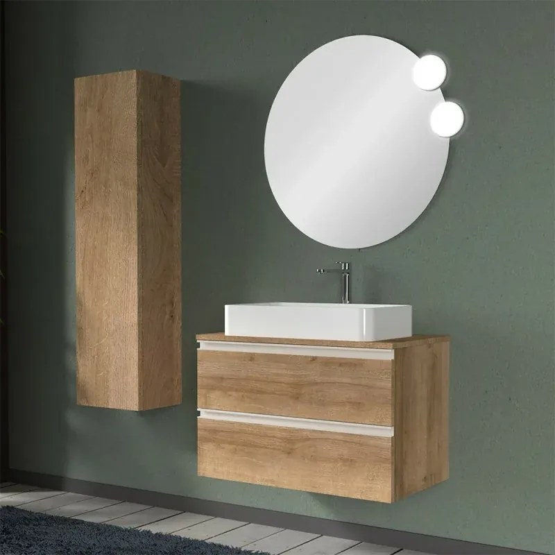 Mobile bagno sospeso 80 cm linea Master rovere miele per lavabi da appoggio