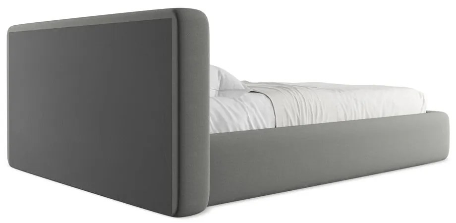 Letto matrimoniale imbottito grigio con contenitore con griglia 140x200 cm Kiana - Makamii