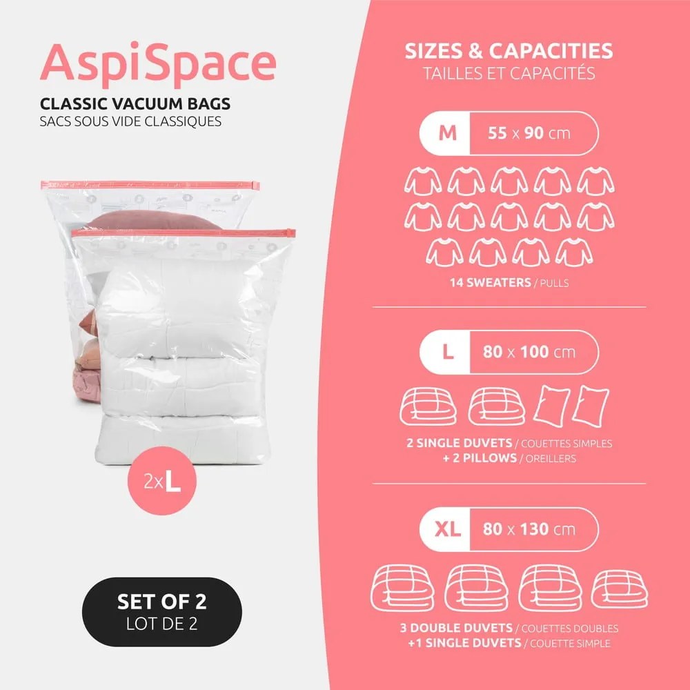 Sacchetti per il vuoto in set da 2 pezzi Premium Valve L - Compactor