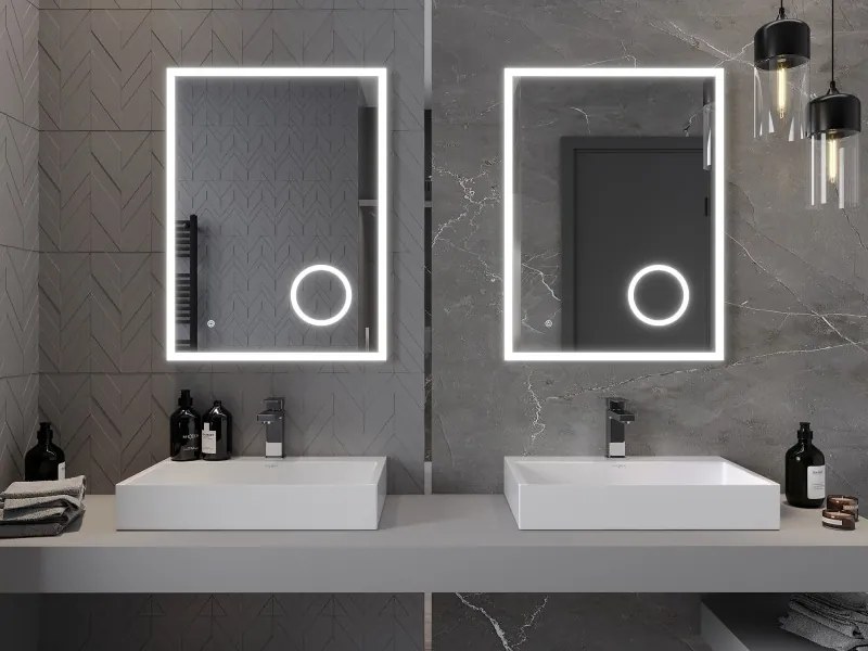 Mexen Kala specchio da bagno retroilluminato con specchietto cosmetico 60 x 80 cm, LED 6000K, anti-appannamento