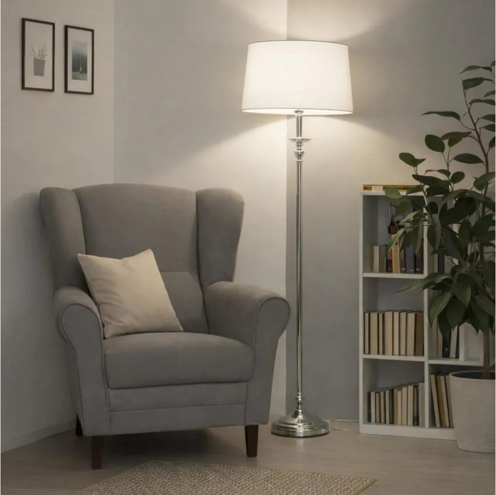 Brilagi - Lampada da terra LED CERIA 1xE27/60W/230V Ø 45 cm cromo lucido/bianco