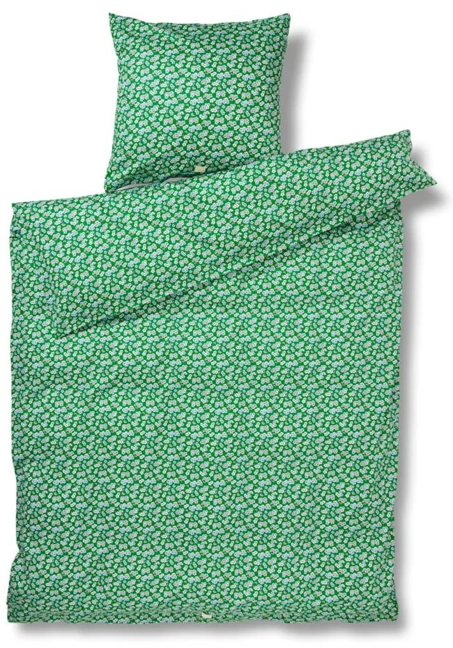 Biancheria da letto singola in cotone sateen verde 140x200 cm Pleasantly - JUNA