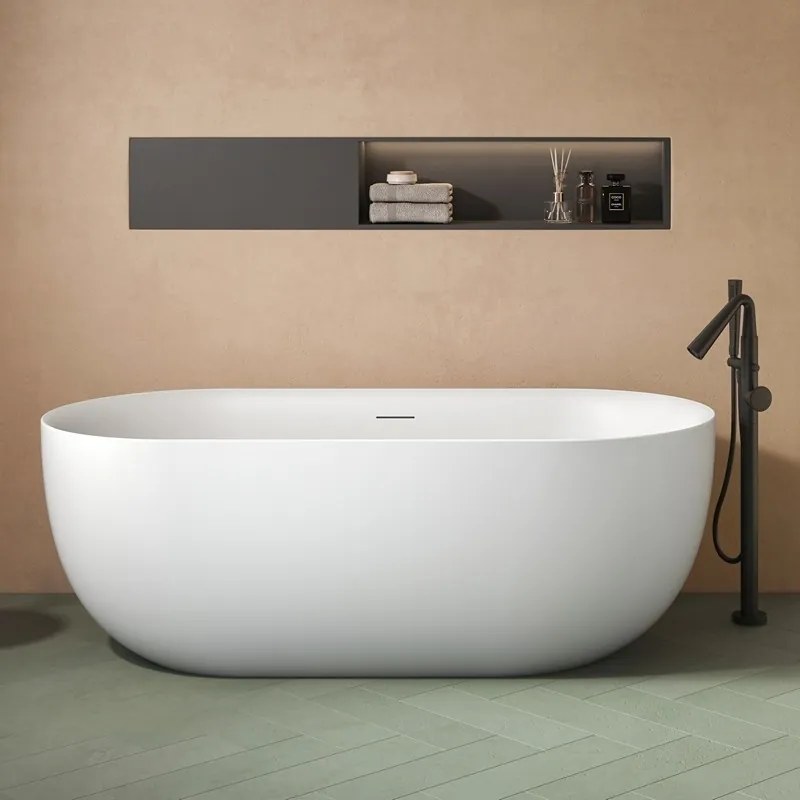 Kamalu - Vasca da bagno centro stanza 150 cm acrilico bianco opaco | KD1500