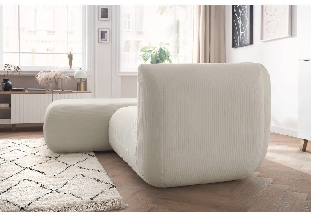 Divano angolare in velluto a coste bianco (angolo sinistro) Lecomte - Bobochic Paris